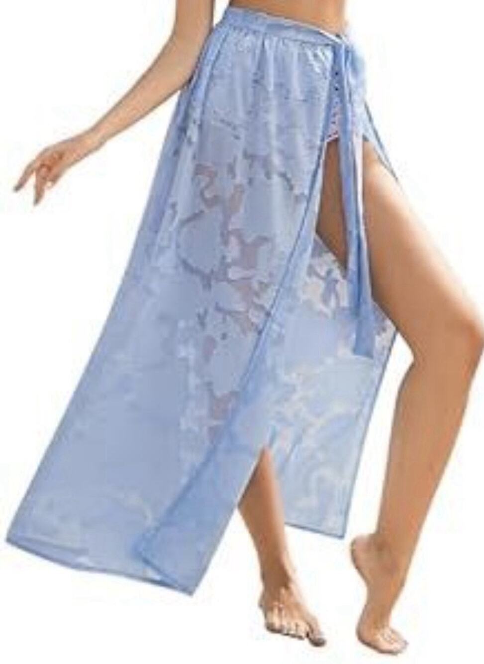 AI'MAGE Sarong Wraps for Women Long Chiffon Swimsuit Coverup Blue M